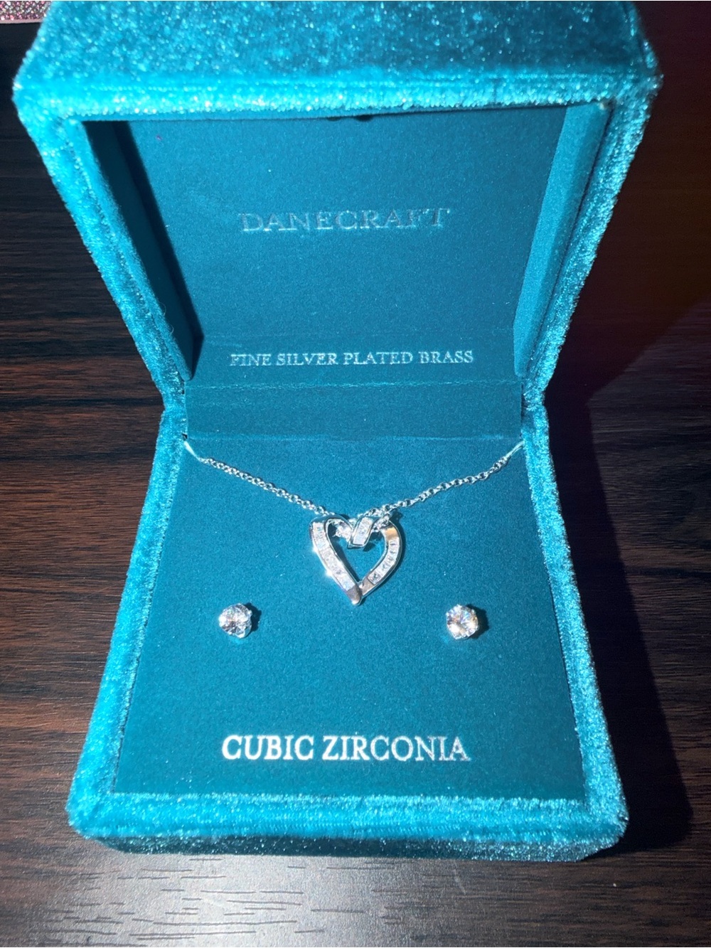 Craft Silver Heart Pendant Necklace with Clear Cubic Zirconia Accents